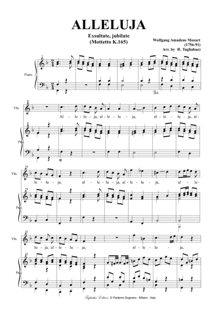 Alleluia Kv 165 Mozart Arr For Violin Or Any Instrument In C And Piano Page 2