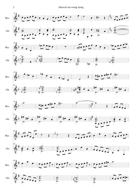 Alleweil Ein Weing Lustig For Recorder And Guitar Page 2
