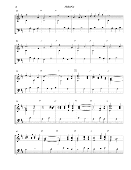 Aloha Oe For 2 Octave Handbell Choir Page 2