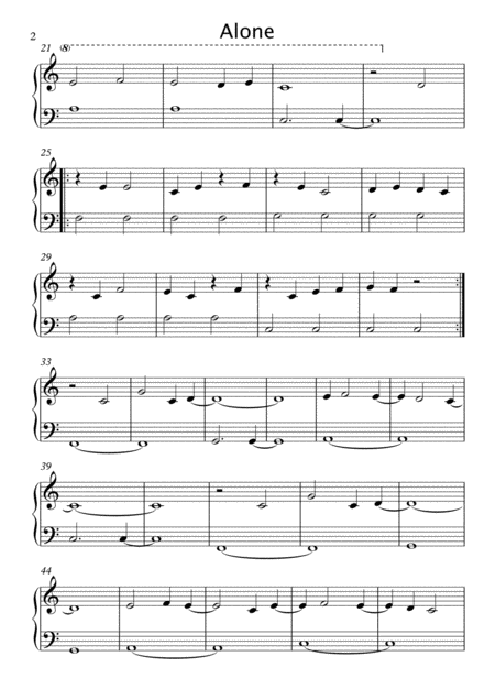 Alone By Marshmello Easy Piano In Easy To Read Format Page 2