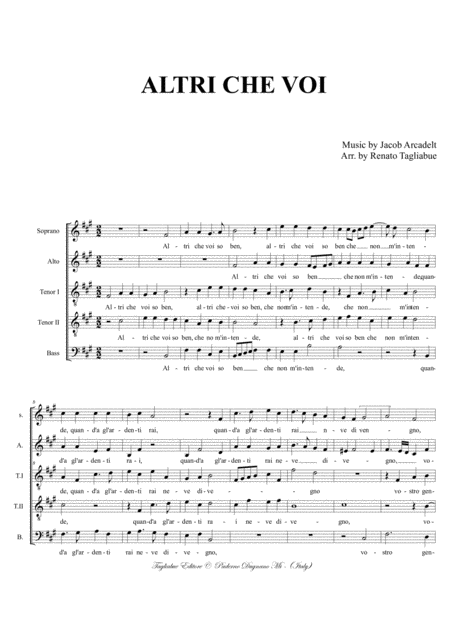 Altri Che Voi Arcadelt Arr For Sattb Choir Page 2