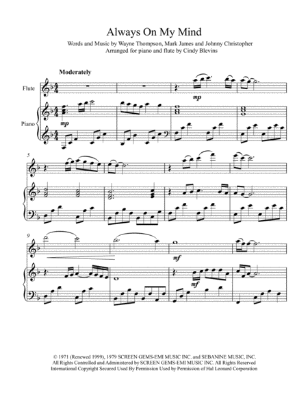 Always On My Mind Arranged For Piano And Flute Page 2
