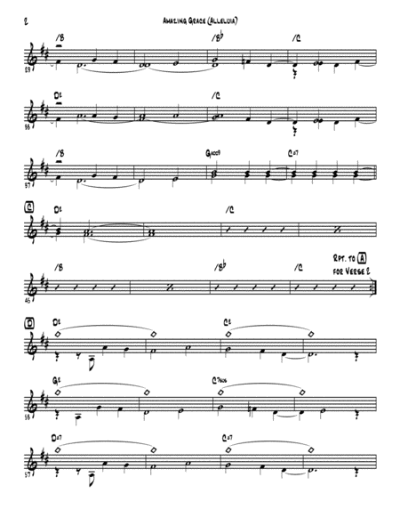 Amazing Grace Alleluia Instrumental Lead Sheet Page 2