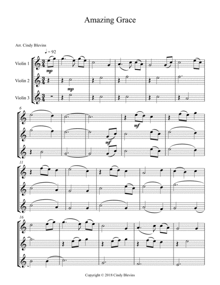 Amazing Grace Arranged For Violin Trio Page 2