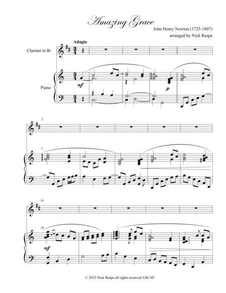 Amazing Grace Bb Clarinet Piano Full Set Page 2