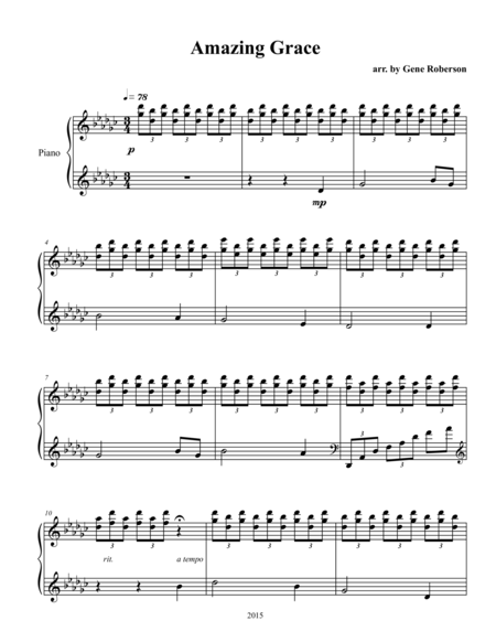 Amazing Grace Concert Piano Arrangement Page 2