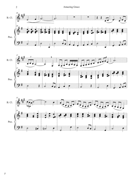 Amazing Grace For Bass Clarinet And Piano Page 2