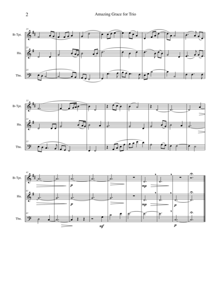 Amazing Grace For Brass Trio Page 2