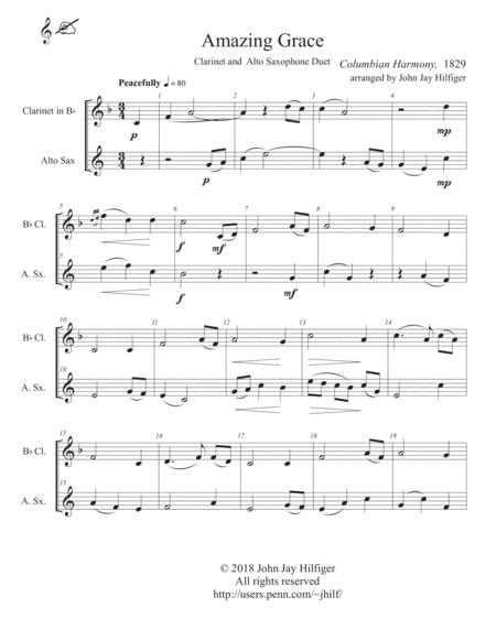 Amazing Grace For Clarinet And Alto Saxophone Page 2