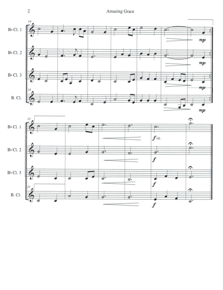 Amazing Grace For Clarinet Quartet Page 2