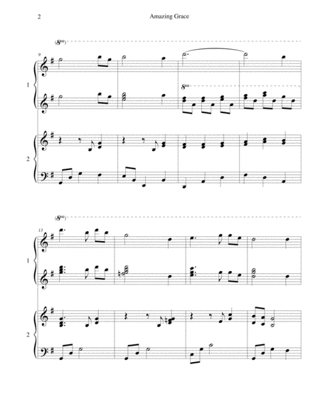 Amazing Grace For Piano Duet Page 2