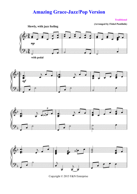 Amazing Grace For Piano Jazz Pop Version Video Page 2