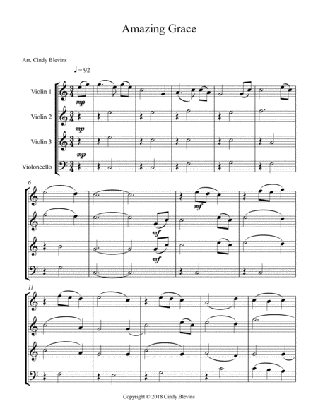 Amazing Grace For Three Violins And Cello Page 2