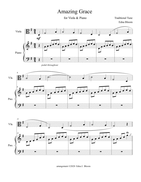 Amazing Grace For Viola Piano Page 2