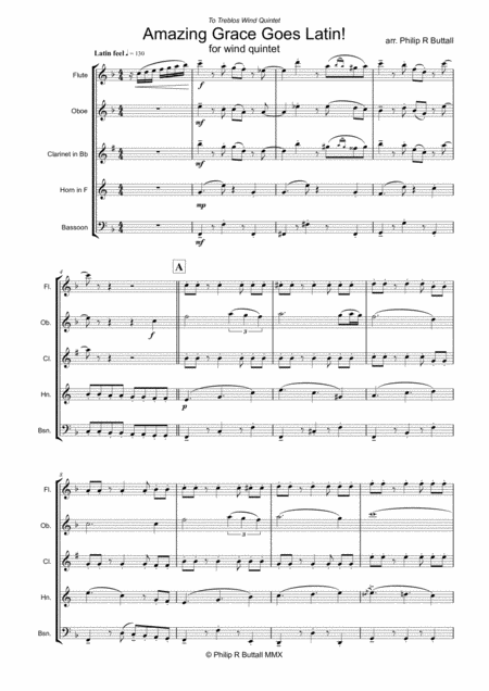 Amazing Grace Goes Latin Wind Quintet Score Page 2