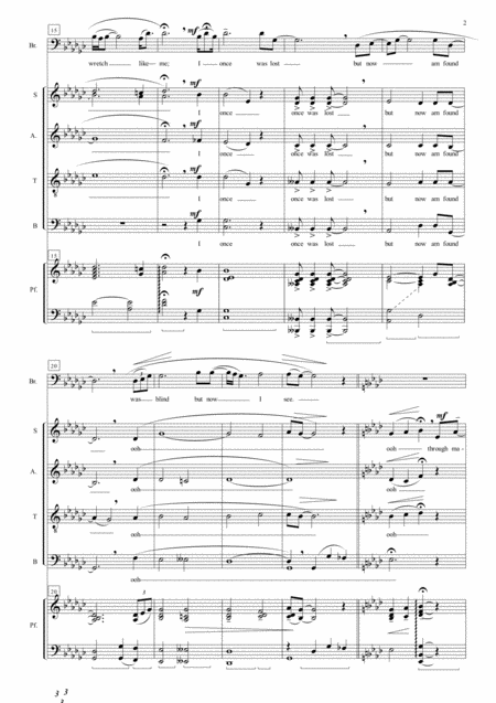 Amazing Grace Satb Medium Voice Piano Page 2