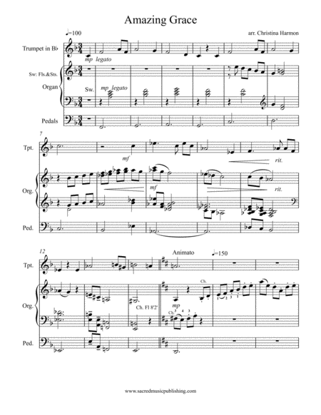 Amazing Grace Trumpet And Organ Page 2
