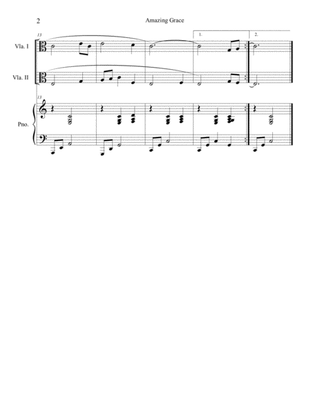 Amazing Grace Viola Duet With Optional Piano Accompaniment Page 2