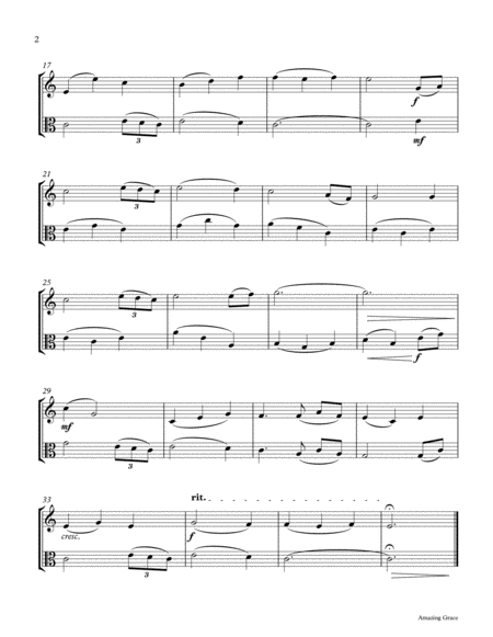 Amazing Grace Violin Viola Duet Three Tonalities Included Page 2