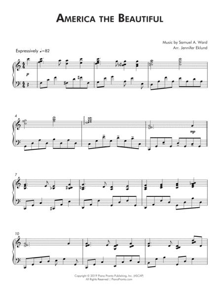 America The Beautiful Advanced Piano Page 2