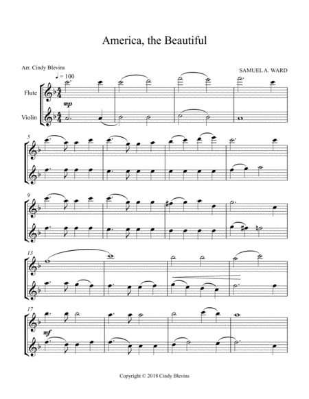 America The Beautiful Arranged For Flute And Violin Page 2