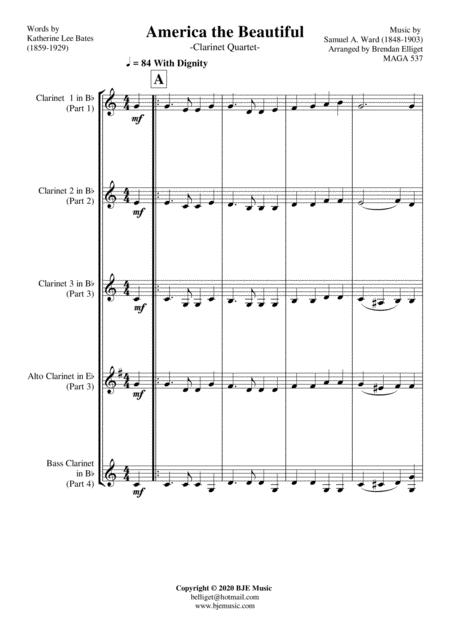 America The Beautiful Clarinet Quartet Score And Parts Pdf Page 2