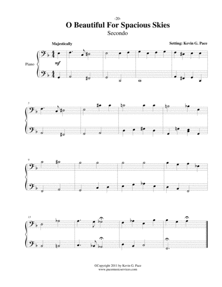 America The Beautiful Easy Piano Duet Page 2