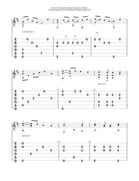 America The Beautiful For Fingerstyle Guitar Tuned Drop D Page 2