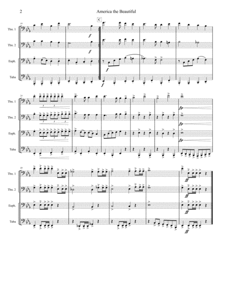 America The Beautiful Low Brass Quartet Page 2