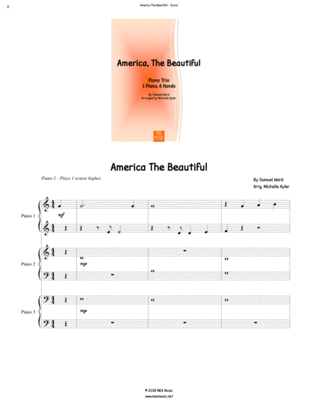 America The Beautiful Piano 1 Piano 6 Hands Page 2