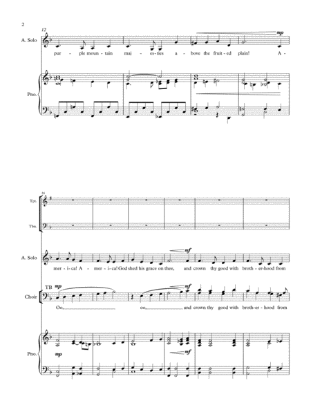 America The Beautiful Satb Choir Piano Alto Solo Brass Quartet Page 2