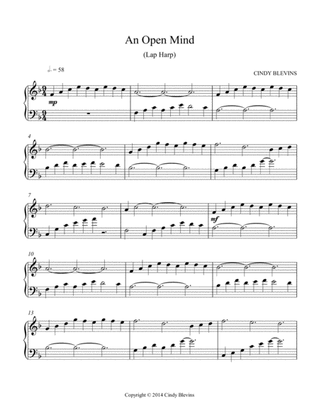 An Open Mind Original Solo For Lap Harp From My Book Melodic Meditations The Lap Harp Version Page 2