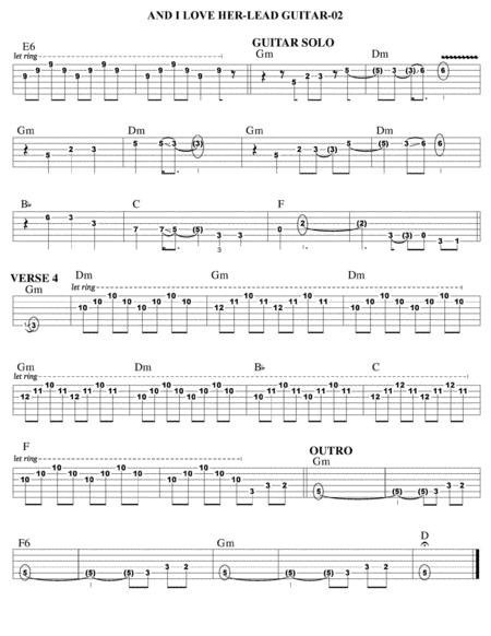 And I Love Her Guitar Tab Page 2