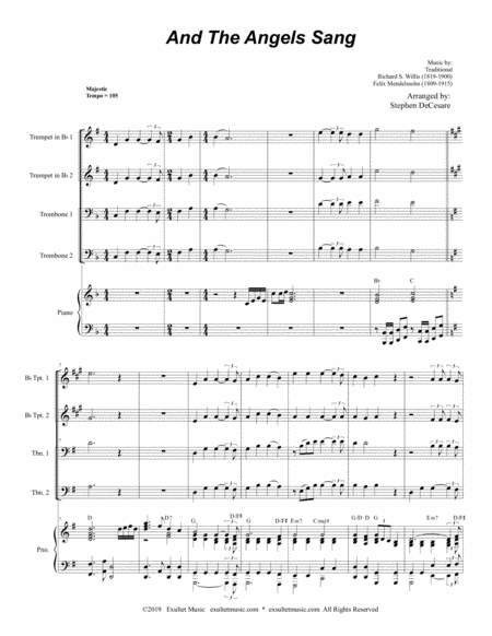 And The Angels Sang For Brass Quartet And Piano Alternate Version Page 2