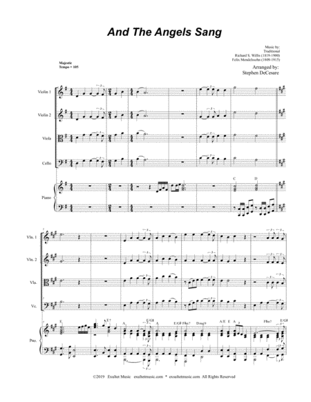 And The Angels Sang For String Quartet And Piano Page 2