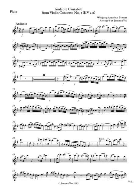 Andante Cantabile From Mozarts Violin Concerto No 2 In D Major Kv 211 For Wind Quintet Part Score Page 2