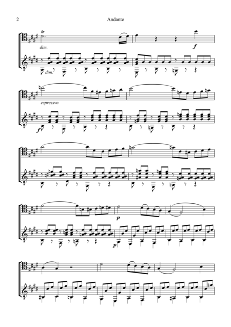 Andante From Elvira Madigan Abridged For Cello And Guitar Page 2