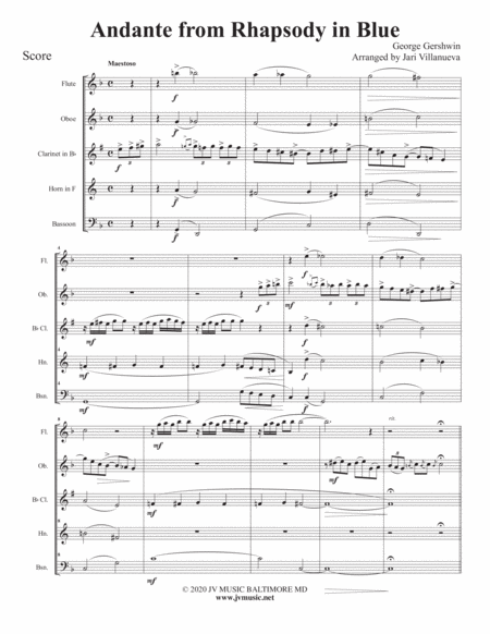 Andante From Rhapsody In Blue For Woodwind Quintet Page 2