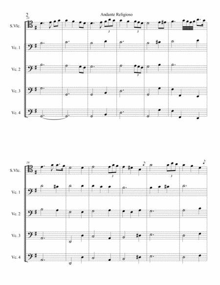 Andante Religioso Arranged For Cello Quartet And Solo Cello Page 2