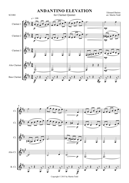 Andantino Elevation For Clarinet Quintet Sssa B B Page 2