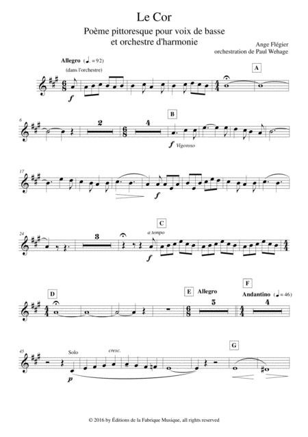 Ange Flgier Le Cor For Bass Voice And Concert Band F Horn 1 Part Page 2