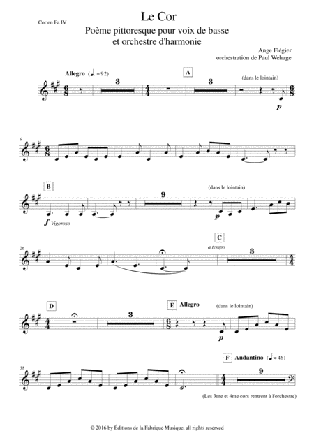 Ange Flgier Le Cor For Bass Voice And Concert Band F Horn 4 Part Page 2