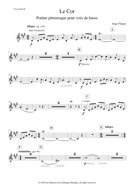 Ange Flgier Le Cor For Bass Voice And Orchestra F Horn Ii Part Page 2
