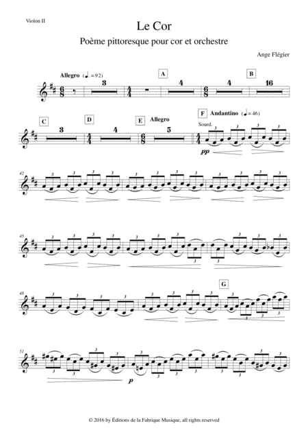 Ange Flgier Le Cor For Horn And Orchestra Violin 2 Part Page 2