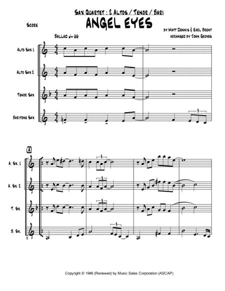 Angel Eyes Saxophone Quartet 2 Alto Tenor Bari Page 2