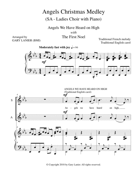 Angels Christmas Medley For Sa Ladies Choir With Piano Page 2