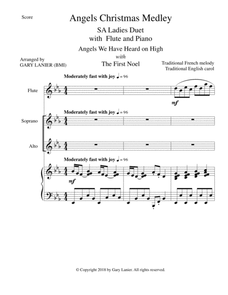 Angels Christmas Medley For Sa Ladies Duet With Flute Piano Page 2