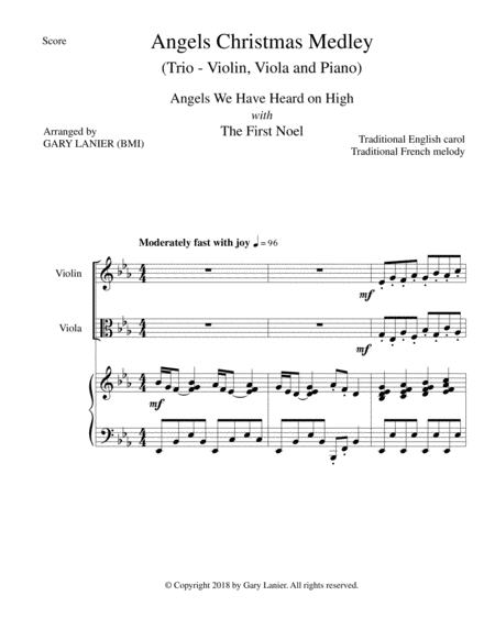 Angels Christmas Medley Piano Trio For Violin Viola And Piano Page 2