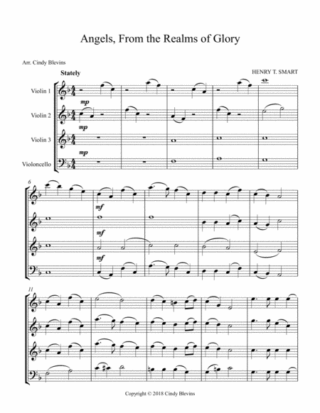 Angels From The Realms Of Glory For Three Violins And Cello Page 2