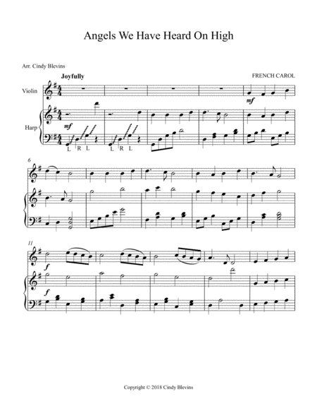 Angels We Have Heard On High Arranged For Harp And Violin Page 2